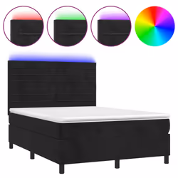 Letto a Molle con Materasso e LED Nero 140x190 cm in Vellutocod mxl 75107 - Vista aggiuntiva 2