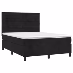 Letto a Molle con Materasso e LED Nero 140x190 cm in Vellutocod mxl 75107 - Vista aggiuntiva 3