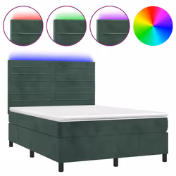 Letto a Molle con Materasso e LED Verde Scuro 140x190cm Vellutocod mxl 99074 - Vista aggiuntiva 2