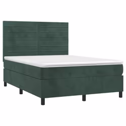 Letto a Molle con Materasso e LED Verde Scuro 140x190cm Vellutocod mxl 99074 - Vista aggiuntiva 3