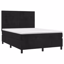 Letto a Molle con Materasso e LED Nero 140x200 cm in Vellutocod mxl 123040 - Vista aggiuntiva 3