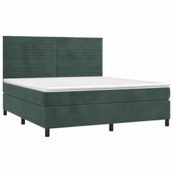 Letto a Molle con Materasso e LED Verde Scuro 160x200cm Vellutocod mxl 99093 - Vista aggiuntiva 3