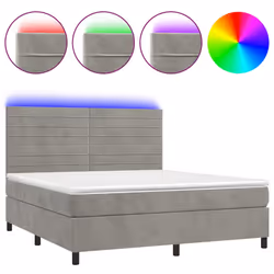 Letto a Molle Materasso e LED Grigio Chiaro 180x200 cm Vellutocod mxl 75106 - Vista aggiuntiva 2