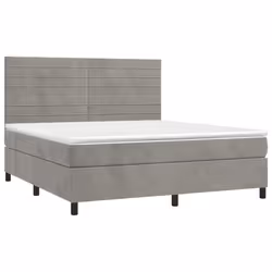 Letto a Molle Materasso e LED Grigio Chiaro 180x200 cm Vellutocod mxl 75106 - Vista aggiuntiva 3