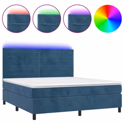 Letto a Molle con Materasso e LED Blu Scuro 180x200 cmcod mxl 123045 - Vista aggiuntiva 2