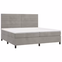vidaXL Letto a Molle Materasso e LED Grigio Chiaro 200x200 cm Velluto - Vista aggiuntiva 3