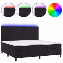 vidaXL Letto a Molle con Materasso e LED Nero 200x200 cm in Velluto - Vista aggiuntiva 2