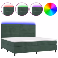 vidaXL Letto a Molle con Materasso e LED Verde Scuro 200x200cm Velluto - Vista aggiuntiva 2