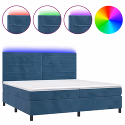 vidaXL Letto a Molle con Materasso e LED Blu Scuro 200x200 cm - Vista aggiuntiva 2