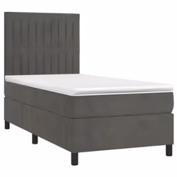 vidaXL Letto a Molle con Materasso e LED Grigio Scuro 80x200cm Velluto - Vista aggiuntiva 3