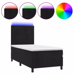 Letto a Molle con Materasso e LED Nero 80x200 cm in Vellutocod mxl 75101 - Vista aggiuntiva 2