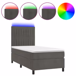 Letto a Molle con Materasso e LED Grigio Scuro 90x200cm Vellutocod mxl 123010 - Vista aggiuntiva 2