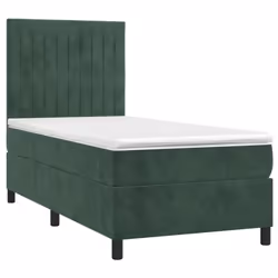 Letto a Molle con Materasso e LED Verde Scuro 90x200cm Vellutocod mxl 75091 - Vista aggiuntiva 3