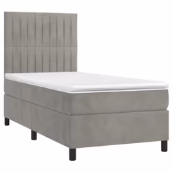 Letto a Molle Materasso e LED Grigio Chiaro 100x200 cm Vellutocod mxl 99107 - Vista aggiuntiva 3