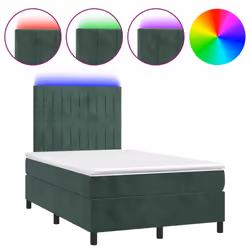 Letto a Molle con Materasso e LED Verde Scuro 120x200cm Vellutocod mxl 123048 - Vista aggiuntiva 2