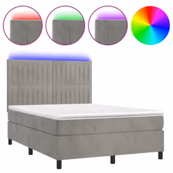Letto a Molle Materasso e LED Grigio Chiaro 140x200 cm Vellutocod mxl 75128 - Vista aggiuntiva 2