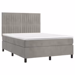 Letto a Molle Materasso e LED Grigio Chiaro 140x200 cm Vellutocod mxl 75128 - Vista aggiuntiva 3