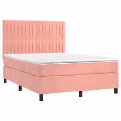 Letto a Molle con Materasso e LED Rosa 140x200 cm in Vellutocod mxl 99105 - Vista aggiuntiva 3