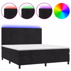 Letto a Molle con Materasso e LED Nero 160x200 cm in Vellutocod mxl 75137 - Vista aggiuntiva 2