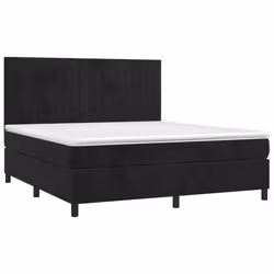 Letto a Molle con Materasso e LED Nero 160x200 cm in Vellutocod mxl 75137 - Vista aggiuntiva 3