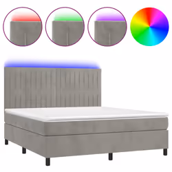 Letto a Molle Materasso e LED Grigio Chiaro 180x200 cm Vellutocod mxl 123041 - Vista aggiuntiva 2