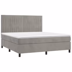 Letto a Molle Materasso e LED Grigio Chiaro 180x200 cm Vellutocod mxl 123041 - Vista aggiuntiva 3
