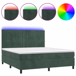 Letto a Molle con Materasso e LED Verde Scuro 180x200cm Vellutocod mxl 123050 - Vista aggiuntiva 2