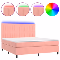 Letto a Molle con Materasso e LED Rosa 180x200 cm in Vellutocod mxl 123529 - Vista aggiuntiva 2