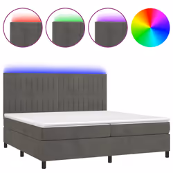 vidaXL Letto a Molle con Materasso e LED Grigio Scuro 200x200 cm - Vista aggiuntiva 2
