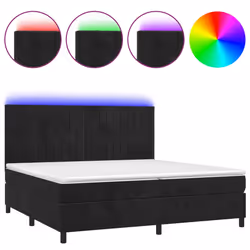 vidaXL Letto a Molle con Materasso e LED Nero 200x200 cm in Velluto - Vista aggiuntiva 2