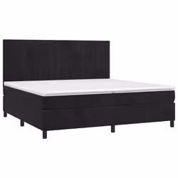 vidaXL Letto a Molle con Materasso e LED Nero 200x200 cm in Velluto - Vista aggiuntiva 3