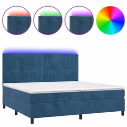 vidaXL Letto a Molle con Materasso e LED Blu Scuro 200x200 cm - Vista aggiuntiva 2