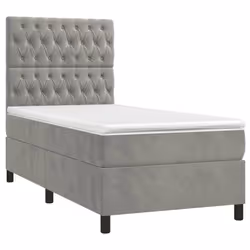 Letto a Molle Materasso e LED Grigio Chiaro 80x200 cm Vellutocod mxl 123054 - Vista aggiuntiva 3