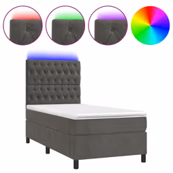 vidaXL Letto a Molle con Materasso e LED Grigio Scuro 80x200cm Velluto - Vista aggiuntiva 2