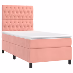 Letto a Molle con Materasso e LED Rosa 90x200 cm in Vellutocod mxl 99114 - Vista aggiuntiva 3