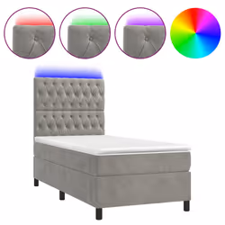 Letto a Molle Materasso e LED Grigio Chiaro 100x200 cm Vellutocod mxl 75138 - Vista aggiuntiva 2