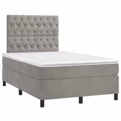 Letto a Molle Materasso e LED Grigio Chiaro 120x200 cm Vellutocod mxl 75120
