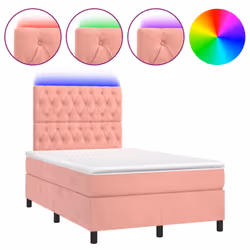 Letto a Molle con Materasso e LED Rosa 120x200 cm in Vellutocod mxl 75134 - Vista aggiuntiva 2