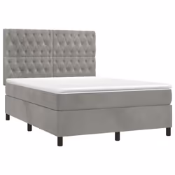 Letto a Molle Materasso e LED Grigio Chiaro 140x190 cm Vellutocod mxl 99116 - Vista aggiuntiva 3