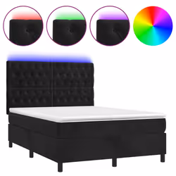 Letto a Molle con Materasso e LED Nero 140x190 cm in Vellutocod mxl 99118 - Vista aggiuntiva 2
