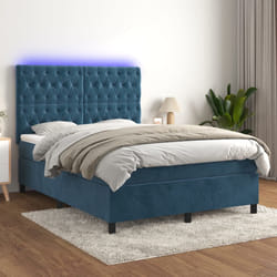 Letto a Molle con Materasso e LED Blu Scuro 140x190 cmcod mxl 99111