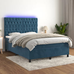 Letto a Molle con Materasso e LED Blu Scuro 140x200 cmcod mxl 75130