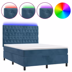 Letto a Molle con Materasso e LED Blu Scuro 140x200 cmcod mxl 75130 - Vista aggiuntiva 2