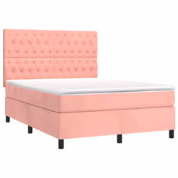 Letto a Molle con Materasso e LED Rosa 140x200 cm in Vellutocod mxl 123056 - Vista aggiuntiva 3