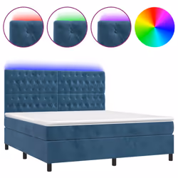 Letto a Molle con Materasso e LED Blu Scuro 160x200 cmcod mxl 99120 - Vista aggiuntiva 2