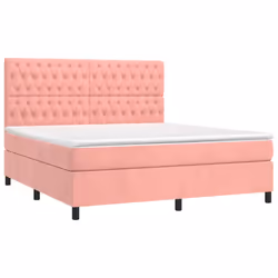 Letto a Molle con Materasso e LED Rosa 160x200 cm in Vellutocod mxl 75129 - Vista aggiuntiva 3