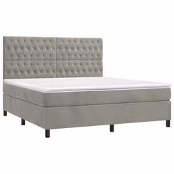 Letto a Molle Materasso e LED Grigio Chiaro 180x200 cm Vellutocod mxl 99110 - Vista aggiuntiva 3