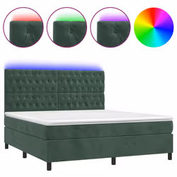 Letto a Molle con Materasso e LED Verde Scuro 180x200cm Vellutocod mxl 99119 - Vista aggiuntiva 2
