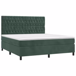 Letto a Molle con Materasso e LED Verde Scuro 180x200cm Vellutocod mxl 99119 - Vista aggiuntiva 3