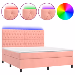 Letto a Molle con Materasso e LED Rosa 180x200 cm in Vellutocod mxl 99117 - Vista aggiuntiva 2